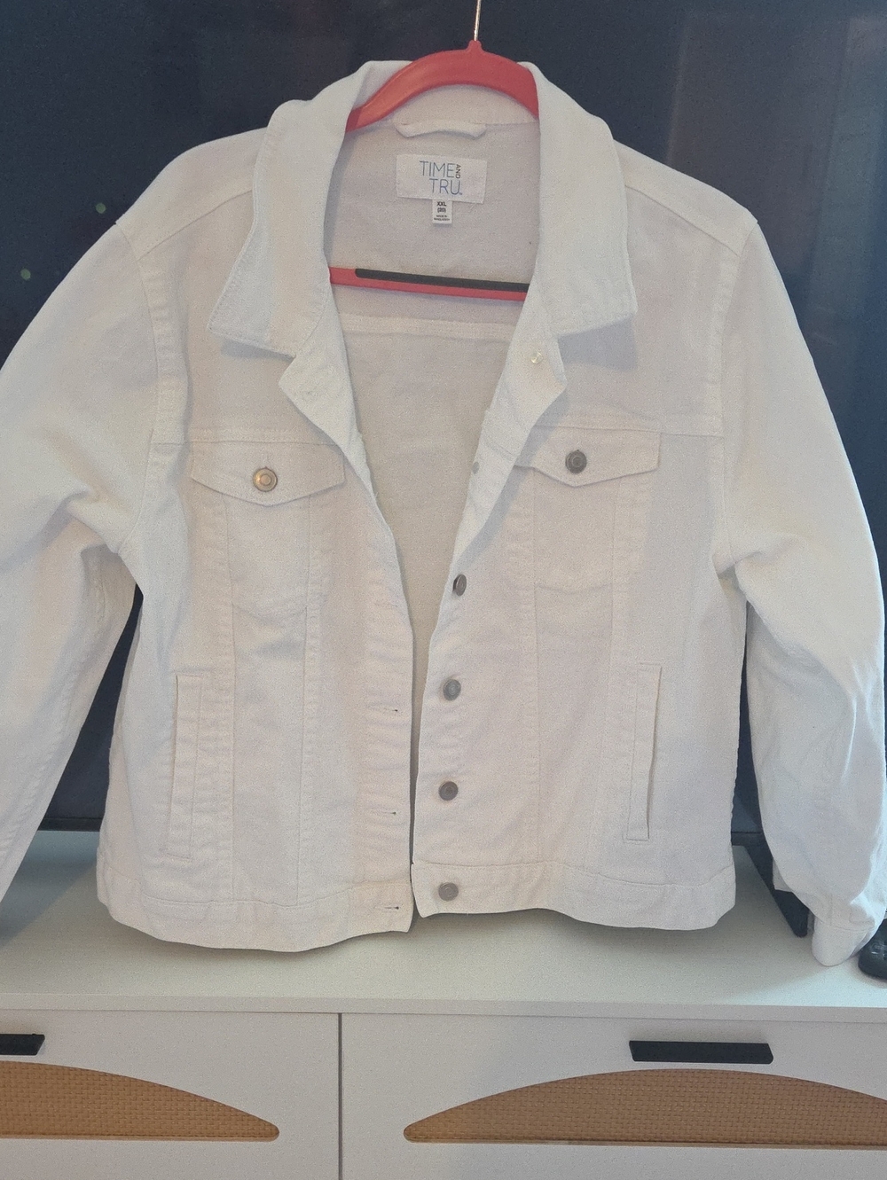Plus Size White Denim Jacket